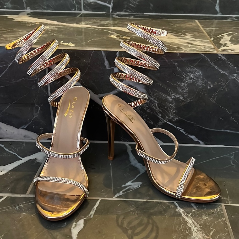 Rhinestone Gold Heels